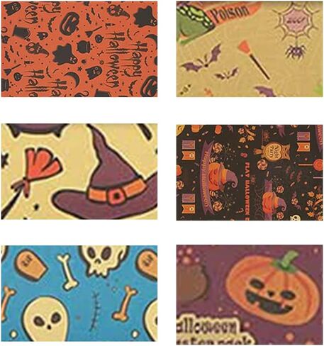 WDNUKEE Halloween Wrapping Paper for Kids Girls Women Adults Boys Men,6 Sheets Halloween Kraft Wrapping Paper,Halloween Wrapping Paper Folded Flat 20x28 inches each in Kuwait