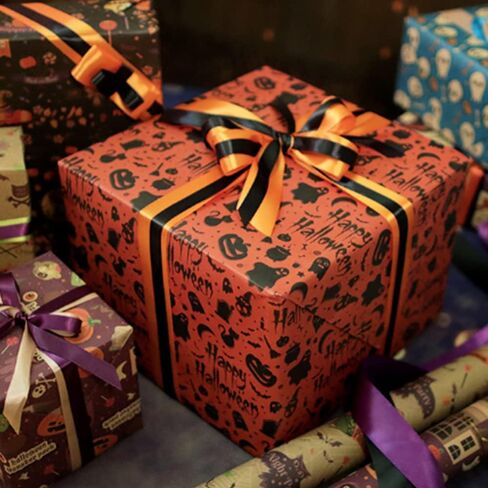 WDNUKEE Halloween Wrapping Paper for Kids Girls Women Adults Boys Men,6 Sheets Halloween Kraft Wrapping Paper,Halloween Wrapping Paper Folded Flat 20x28 inches each in Kuwait