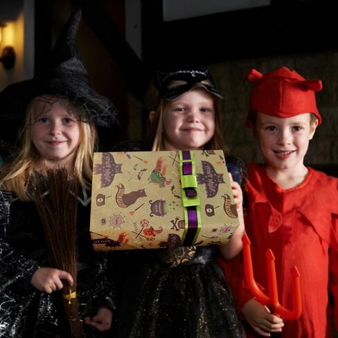 WDNUKEE Halloween Wrapping Paper for Kids Girls Women Adults Boys Men,6 Sheets Halloween Kraft Wrapping Paper,Halloween Wrapping Paper Folded Flat 20x28 inches each in Kuwait