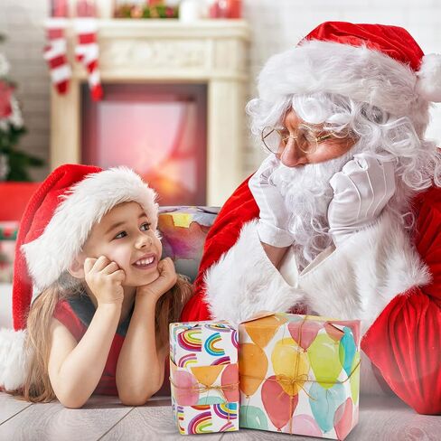 PETOX Gift Wrapping Paper Set, rainbow birthday foldable gift wrapping paper with kraft color string for birthday parties, weddings, graduations all other occasions, 25.6 * 17.7 inches (10 sheets). in Kuwait