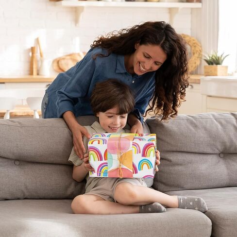 PETOX Gift Wrapping Paper Set, rainbow birthday foldable gift wrapping paper with kraft color string for birthday parties, weddings, graduations all other occasions, 25.6 * 17.7 inches (10 sheets). in Kuwait