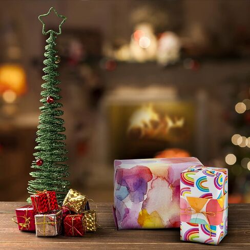 PETOX Gift Wrapping Paper Set, rainbow birthday foldable gift wrapping paper with kraft color string for birthday parties, weddings, graduations all other occasions, 25.6 * 17.7 inches (10 sheets). in Kuwait