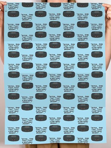 CENTRAL 23 Rude Wrapping Paper - 6 Sheets of Blue Gift Wrap and Tags - Alexa. Send That Tw*t a Birthday Present - Funny Wrapping Paper for Men Women Adult - Comes with Stickers in Saudi Arabia