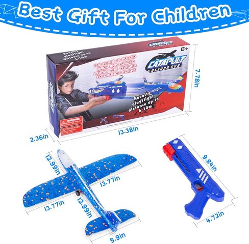 Refasy 3 Pack Airplane Launcher Toys, 2 Flight Mode LED Glider Catapult Plane Toy with Launcher, Kids Gifts for 4-12 Year Old, Boys Girls Glider Plane Outdoor Flying Toys in Kuwait