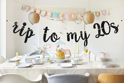 Rip to My 20s Banner Black Glitter,Funeral for My Youth, RIP Twenties Birthday Banner, Death to 20s Birthday Party, 30th Birthday Party Decor in Kuwait