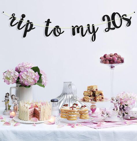 Rip to My 20s Banner Black Glitter,Funeral for My Youth, RIP Twenties Birthday Banner, Death to 20s Birthday Party, 30th Birthday Party Decor in Kuwait