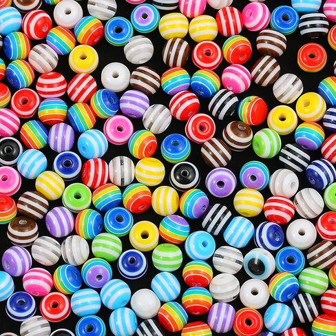 200pcs 8mm Resin Stripe Beads Mixed Colors Square Rainbow Beads for Jewelry Making Plastic Cube Beads Colorful Spacer Beads Bracelets DIY Crafts Christmas Ornament Gifts in Kuwait
