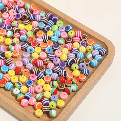 200pcs 8mm Resin Stripe Beads Mixed Colors Square Rainbow Beads for Jewelry Making Plastic Cube Beads Colorful Spacer Beads Bracelets DIY Crafts Christmas Ornament Gifts in Kuwait