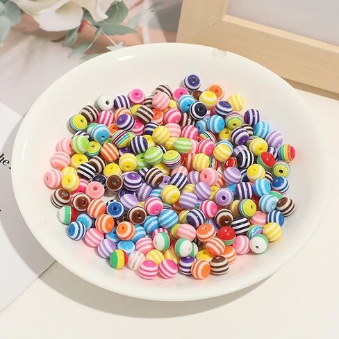 200pcs 8mm Resin Stripe Beads Mixed Colors Square Rainbow Beads for Jewelry Making Plastic Cube Beads Colorful Spacer Beads Bracelets DIY Crafts Christmas Ornament Gifts in Kuwait