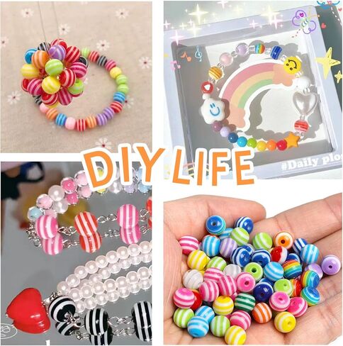 200pcs 8mm Resin Stripe Beads Mixed Colors Square Rainbow Beads for Jewelry Making Plastic Cube Beads Colorful Spacer Beads Bracelets DIY Crafts Christmas Ornament Gifts in Kuwait