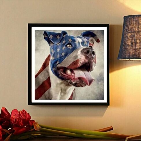 SUNKOO الماس مجموعات الطلاء هريرة الطلاء مع الماس عدة الحفر الكامل هريرة الماس طقم الفن للأطفال البالغين، 12 × 16 بوصة العلم الأمريكي القط in Kuwait