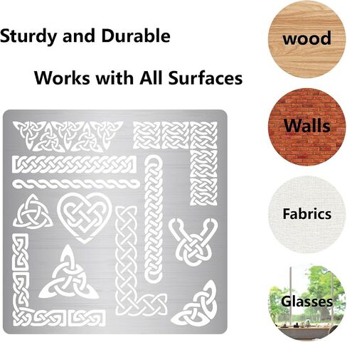 GORGECRAFT 6.3 Inch Metal Celtic Triquetra Knot Stencil Templates Viking Symbol Wicca Reusable Stencils for Painting on Wood Wall Canvas Furniture, Wood Burning, Pyrography Engraving in Saudi Arabia
