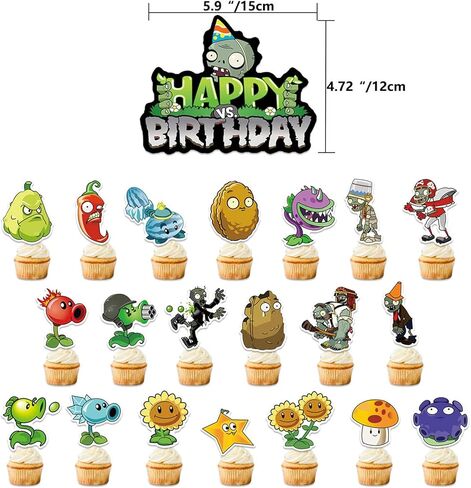 اديليديون 43 قطعة من لوازم حفلات الزومبي للعب بالنباتات، بما في ذلك لافتة عيد ميلاد سعيد من بي في زد، زينة كعكة بي في زد، بالونات لاتكس بي في زد للاطفال الاولاد وديكور الحفلات in Kuwait