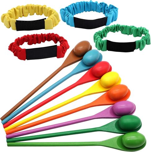 JOYIN 6 Player Carnival Games Potato Sack Race Bags, Egg and Spoon Race, Legged Relay Race Bands Elastic Tie Rope for Kids and Family Activity, Easter Eggs Hunt Outdoor Game, Lawn Yard Carnival Games in Saudi Arabia