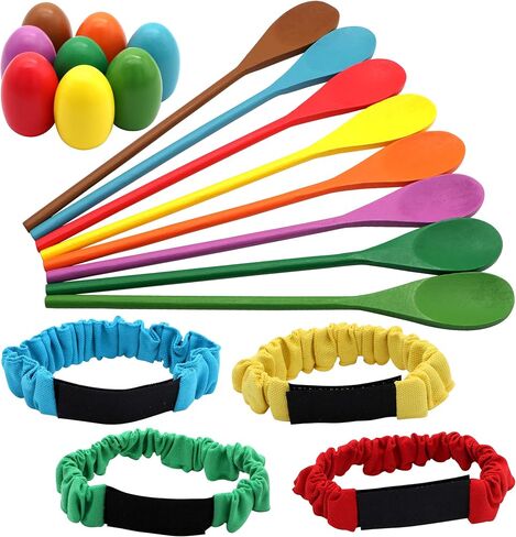 JOYIN 6 Player Carnival Games Potato Sack Race Bags, Egg and Spoon Race, Legged Relay Race Bands Elastic Tie Rope for Kids and Family Activity, Easter Eggs Hunt Outdoor Game, Lawn Yard Carnival Games in Saudi Arabia