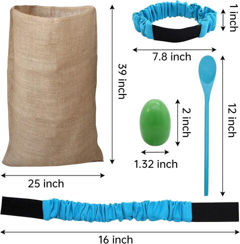 JOYIN 6 Player Carnival Games Potato Sack Race Bags, Egg and Spoon Race, Legged Relay Race Bands Elastic Tie Rope for Kids and Family Activity, Easter Eggs Hunt Outdoor Game, Lawn Yard Carnival Games in Saudi Arabia