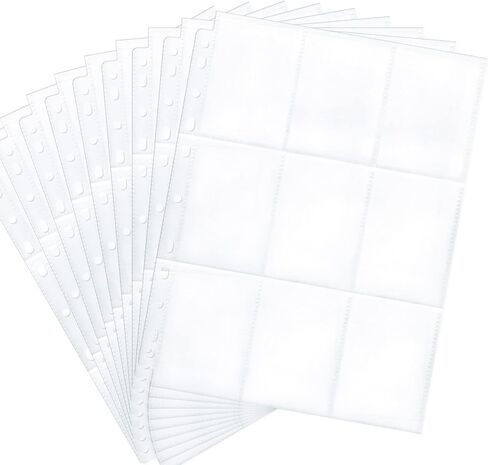 50 عبوة من 9 جيوب لصفحات بطاقات التداول 900 جيب مزدوجة الجوانب شفافة للغاية لبطاقات التداول و11 فتحة تناسب 3 حلقات لبطاقات البوكيمون والبطاقات الرياضية والكوبونات وبطاقات الالعاب وبطاقات صور كيه بوب in Kuwait