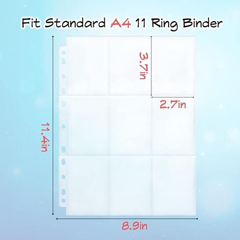50 عبوة من 9 جيوب لصفحات بطاقات التداول 900 جيب مزدوجة الجوانب شفافة للغاية لبطاقات التداول و11 فتحة تناسب 3 حلقات لبطاقات البوكيمون والبطاقات الرياضية والكوبونات وبطاقات الالعاب وبطاقات صور كيه بوب in Kuwait