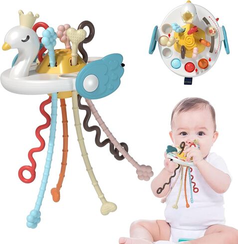 OCTOBER LUV Montessori Toys for Babies 6-12 Months, Multi-Sensory Activity Toys for 1 Year Old, Pull String Teething Toys for Babies 12-18 Months, Toddler Travel Toys Car Seat High Chair Airplane Toy in Saudi Arabia
