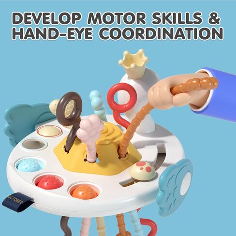 OCTOBER LUV Montessori Toys for Babies 6-12 Months, Multi-Sensory Activity Toys for 1 Year Old, Pull String Teething Toys for Babies 12-18 Months, Toddler Travel Toys Car Seat High Chair Airplane Toy in Saudi Arabia