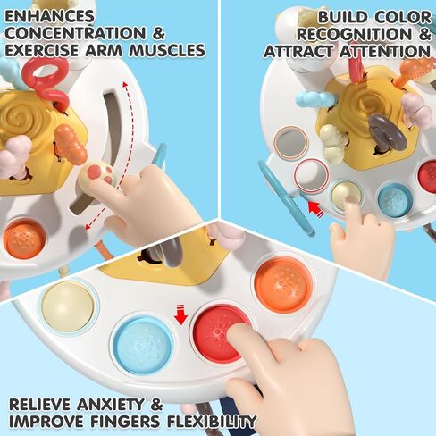 OCTOBER LUV Montessori Toys for Babies 6-12 Months, Multi-Sensory Activity Toys for 1 Year Old, Pull String Teething Toys for Babies 12-18 Months, Toddler Travel Toys Car Seat High Chair Airplane Toy in Saudi Arabia