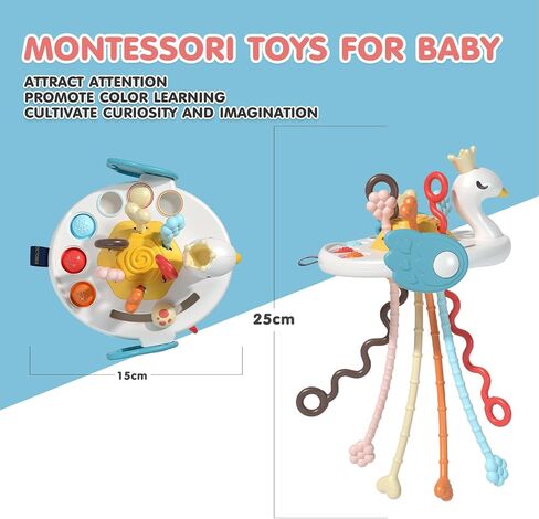 OCTOBER LUV Montessori Toys for Babies 6-12 Months, Multi-Sensory Activity Toys for 1 Year Old, Pull String Teething Toys for Babies 12-18 Months, Toddler Travel Toys Car Seat High Chair Airplane Toy in Saudi Arabia