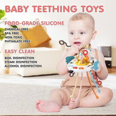 OCTOBER LUV Montessori Toys for Babies 6-12 Months, Multi-Sensory Activity Toys for 1 Year Old, Pull String Teething Toys for Babies 12-18 Months, Toddler Travel Toys Car Seat High Chair Airplane Toy in Saudi Arabia