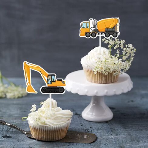 فاراكيل 29 قطعة من اعواد تزيين الكب كيك للبناء، لافتة ايقاف شاحنة قلابة وحفارة وجرار لتزيين الكب كيك لحفلات اعياد الميلاد وحفلات استقبال المولود وحفلات اعياد الميلاد للاطفال in Kuwait