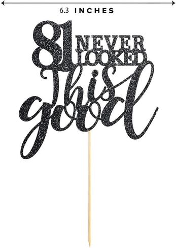 81 قطعة علوية لكعكة عيد الميلاد الـ 81 باللون الأسود اللامع، زينة لتزيين كعكة عيد الميلاد 81 عامًا، لوازم in Kuwait