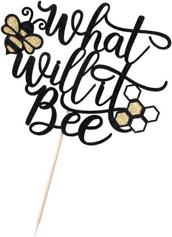 Sodasos What Will It Bee Cake Topper,Black Gold Glitter What Will It Bee Decorations,Bee Baby Shower Bee Birthday Party Decorations Bee Party Favors Bee Baby Shower Centerpieces in Kuwait