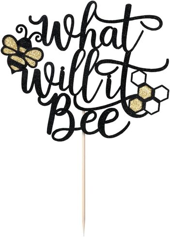 Sodasos What Will It Bee Cake Topper,Black Gold Glitter What Will It Bee Decorations,Bee Baby Shower Bee Birthday Party Decorations Bee Party Favors Bee Baby Shower Centerpieces in Kuwait