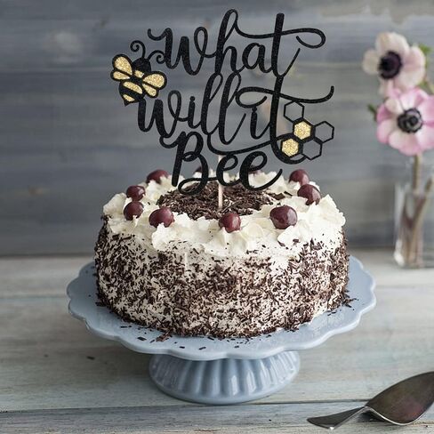 Sodasos What Will It Bee Cake Topper,Black Gold Glitter What Will It Bee Decorations,Bee Baby Shower Bee Birthday Party Decorations Bee Party Favors Bee Baby Shower Centerpieces in Kuwait