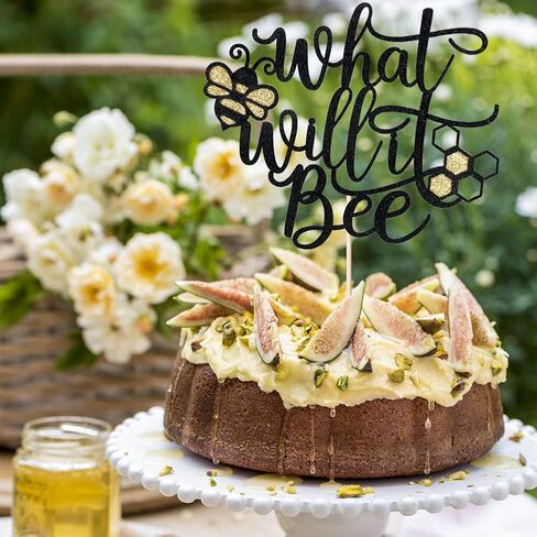 Sodasos What Will It Bee Cake Topper,Black Gold Glitter What Will It Bee Decorations,Bee Baby Shower Bee Birthday Party Decorations Bee Party Favors Bee Baby Shower Centerpieces in Kuwait