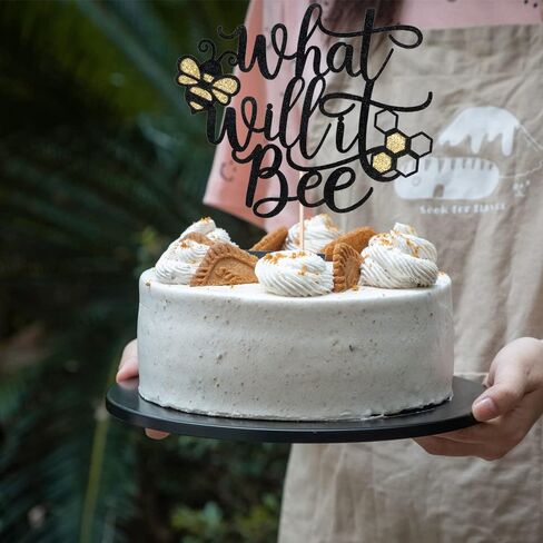 Sodasos What Will It Bee Cake Topper,Black Gold Glitter What Will It Bee Decorations,Bee Baby Shower Bee Birthday Party Decorations Bee Party Favors Bee Baby Shower Centerpieces in Kuwait