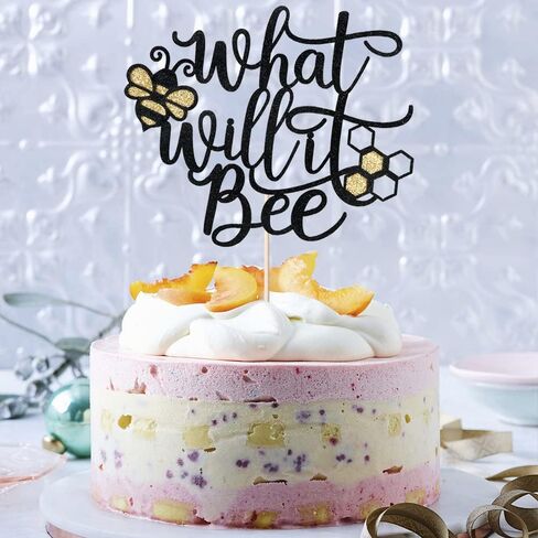 Sodasos What Will It Bee Cake Topper,Black Gold Glitter What Will It Bee Decorations,Bee Baby Shower Bee Birthday Party Decorations Bee Party Favors Bee Baby Shower Centerpieces in Kuwait