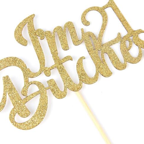 Gold Glitter I'm 21 Bitches Cake Topper Happy 21st Birthday Cake Topper Hello 21 Cheers to 21 Years Funny Birthday Theme Party Decorations in Kuwait