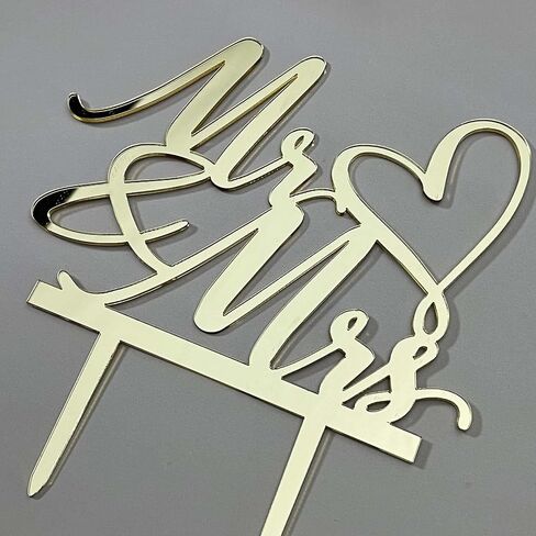 NSHYXXSPY Mr & Mrs Cake Topper for Wedding Anniversary/Engagement/Wedding Cake Toppers Decorations, Mirror Gold Acrylic in Saudi Arabia