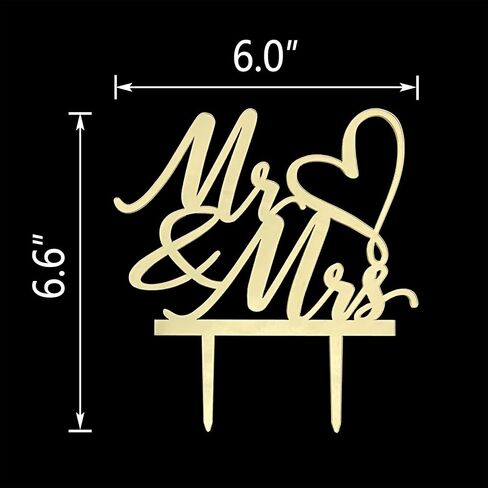NSHYXXSPY Mr & Mrs Cake Topper for Wedding Anniversary/Engagement/Wedding Cake Toppers Decorations, Mirror Gold Acrylic in Saudi Arabia
