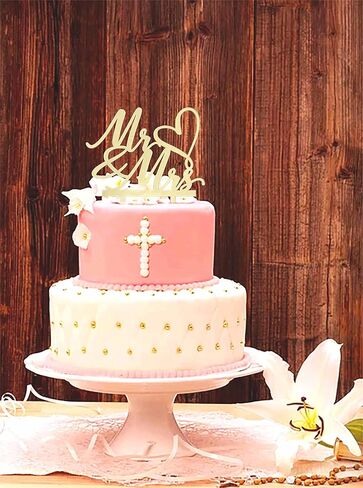 NSHYXXSPY Mr & Mrs Cake Topper for Wedding Anniversary/Engagement/Wedding Cake Toppers Decorations, Mirror Gold Acrylic in Saudi Arabia