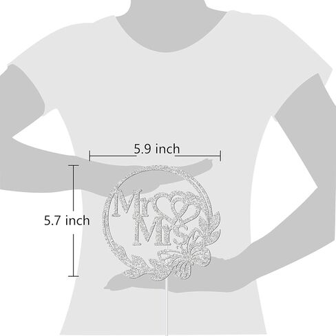غلاف كيك مستر آند مسز مع فراشة، فضي لامع للعروس والعريس وحفلات الزفاف والعريس وتزيين كعكة الحب، لوازم حفل الخطوبة / الذكرى السنوية in Kuwait