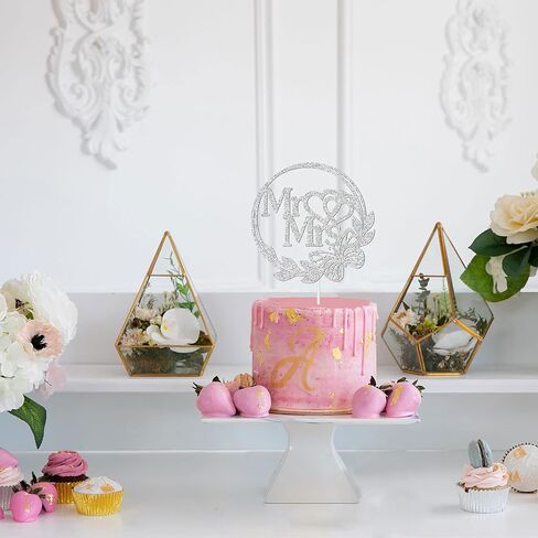 غلاف كيك مستر آند مسز مع فراشة، فضي لامع للعروس والعريس وحفلات الزفاف والعريس وتزيين كعكة الحب، لوازم حفل الخطوبة / الذكرى السنوية in Kuwait
