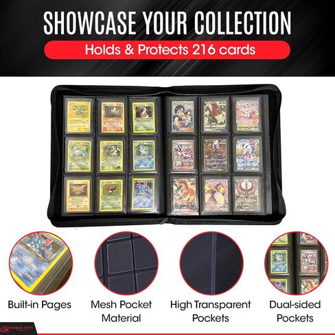 Magic City Vault 9 Pocket Leather TopLoader Binder | Holds 216 3"x4" Toploader Hard Cases | Premium Leather | Side Load Sleeve | Compatible with Pokemon, Magic the Gathering, Sports & More! in Saudi Arabia