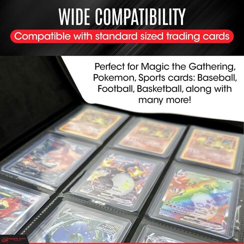 Magic City Vault 9 Pocket Leather TopLoader Binder | Holds 216 3"x4" Toploader Hard Cases | Premium Leather | Side Load Sleeve | Compatible with Pokemon, Magic the Gathering, Sports & More! in Saudi Arabia