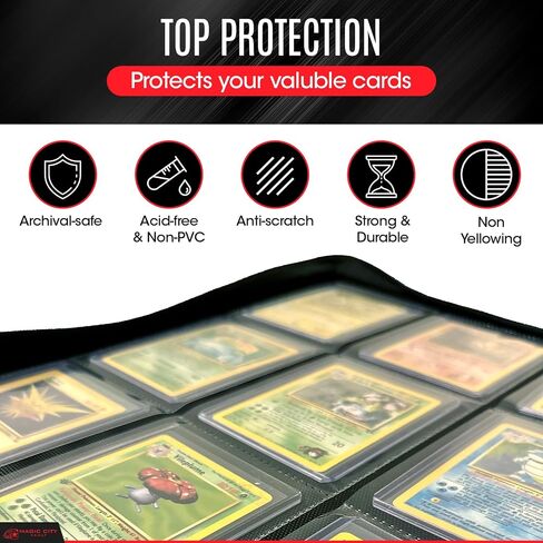 Magic City Vault 9 Pocket Leather TopLoader Binder | Holds 216 3"x4" Toploader Hard Cases | Premium Leather | Side Load Sleeve | Compatible with Pokemon, Magic the Gathering, Sports & More! in Saudi Arabia
