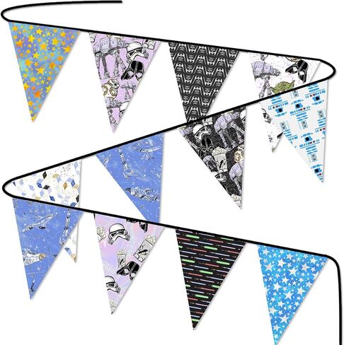 Fabric Pennant Banner for Star and Wars Themed Party Decorations, Star and Wars Birthday Party Supplies, Mandalorian Birthday Pennant Bunting Banner for Kids Teens Adults Universe Wars Party Yard Sign in Saudi Arabia
