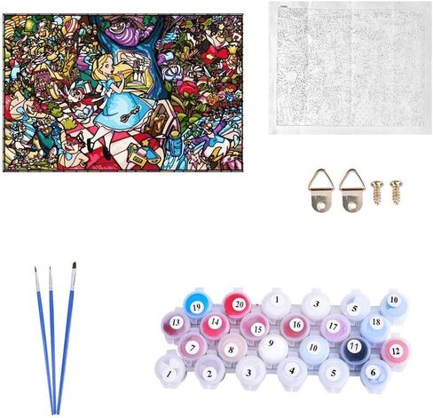 مجموعة طلاء من الاكريليك بالأرقام للبالغين والاطفال من ديزني اليس في بلاد العجائب in Kuwait