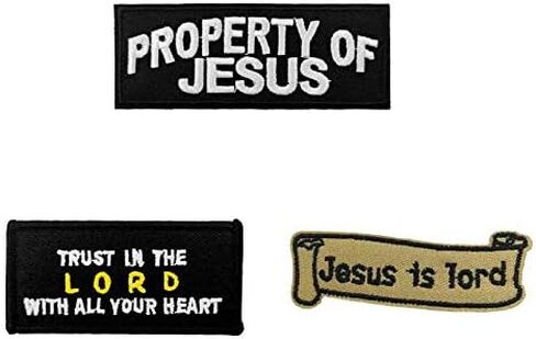 Cute-Patch Jesus is Lord Property of Jesus Embroidered Iron on sew on Patches Badge fot Biker Vest in Saudi Arabia