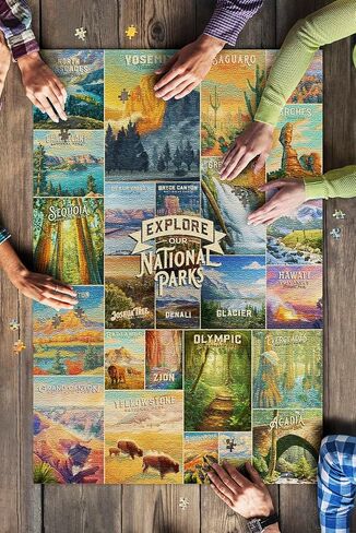 Oil Painting National Park Series, Collage, Explore Our National Parks (19x28.5 inches, Premium 1000 Piece Challenging Jigsaw Puzzle for Adults and Family, Made in USA) in Kuwait