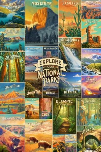 Oil Painting National Park Series, Collage, Explore Our National Parks (19x28.5 inches, Premium 1000 Piece Challenging Jigsaw Puzzle for Adults and Family, Made in USA) in Kuwait