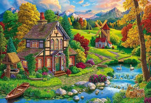 Image World Beautiful Cozy House by The River 1000pc Puzzle - Poster Included by Goliath in Saudi Arabia